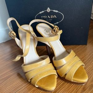 Prada Vitello Shine Ginestra Heel Sandals